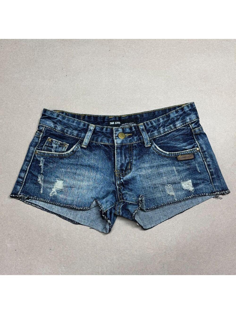 Vintage Y2K Low Rise Denim Micro Shorts Faded